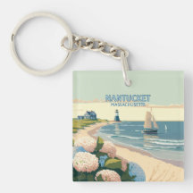 Nantucket Beach Hydrangeas Lighthouse Bote Retro