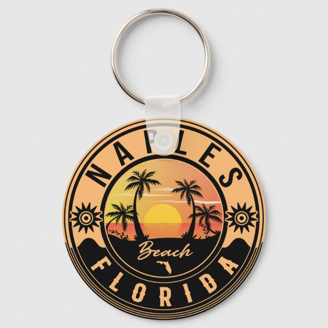Llavero Nápoles Florida Beach Retro Sunset Souvenirs (Anverso)