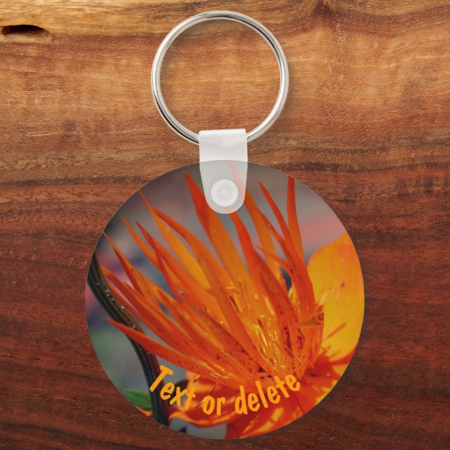 Llavero Naranja Amarillo Flower Close Personalizado (Anverso)