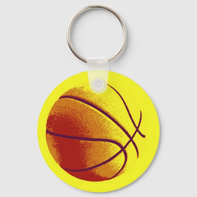 Llavero Naranja amarillo Pop Art Basketball (Anverso)