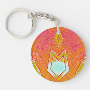 Llavero Naranja amarillo rojo Circular Acrílico ~ Keychain