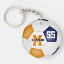 Llavero naranja azul colores de la escuela bolsa de fútbol