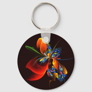 Llavero Naranja azul Floral Moderno Resumen Patrón de arte