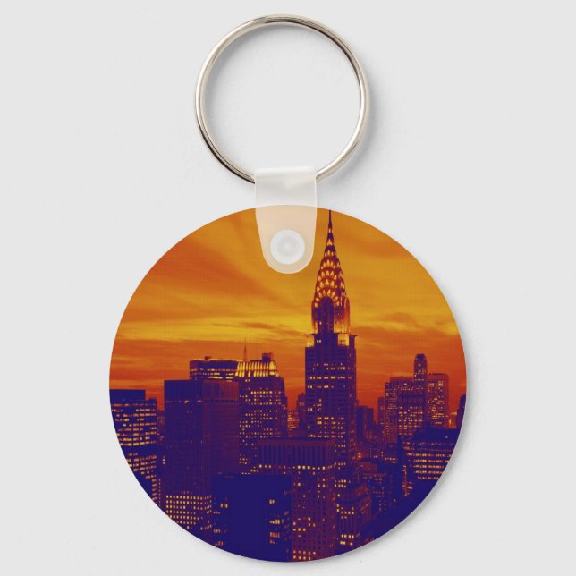 Llavero Naranja azul Pop Art Nueva York (Anverso)