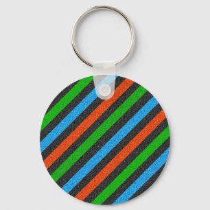 Llavero Naranja, azul, verde, Purpurina negro rayado STayl