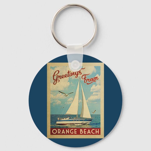 Llavero Naranja Beach Vintage Travel Alabama (Anverso)