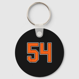 Llavero Naranja Blanco Número 54 Jersey Jugador Uniforme #