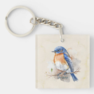 Llavero Naranja Blue Watercolor de Aluminio Azul