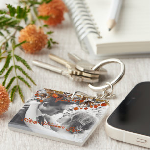 Llavero Naranja Brown Foliage Valentine agrega tu propia f