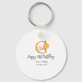 Llavero Naranja calabaza otoño cumpleaños 21 gris pastel o