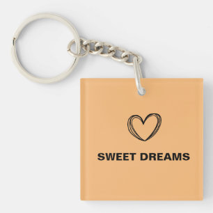 LLAVERO NARANJA CORAZÓN DULCE SUEÑO SIMPLE MÍNIMO