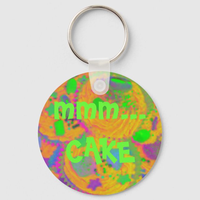Llavero Naranja Cupcakes 'mmm... cadena de teclas CAKE (Anverso)