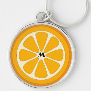 Llavero Naranja Cute Slice Simple Minimalista Monogramado