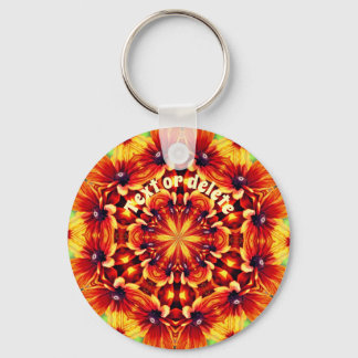 Llavero Naranja Daisies Flor Kaleidoscope Personalizado