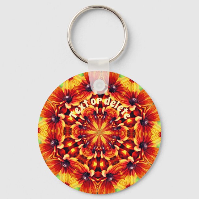 Llavero Naranja Daisies Flor Kaleidoscope Personalizado (Anverso)