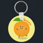 Llavero Naranja de danza dulce cítricos<br><div class="desc">¡Por diversión de frugalidad! Este feliz naranja es un lindo personaje de cítricos bailarín creado al adorable estilo personalizado.</div>