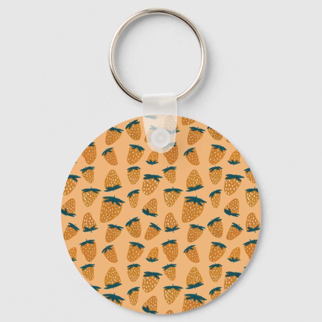 Llavero Naranja de fresas orgánicas de verano (Anverso)