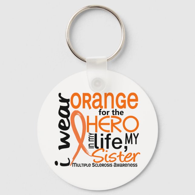 Llavero Naranja De Hero 2 Hermanas MS Esclerosis Múltiple (Anverso)