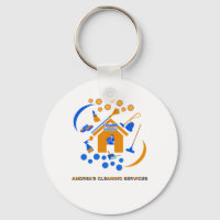 Naranja de moda y servicio de limpieza azul