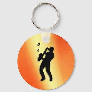Llavero Naranja del jugador de saxofón