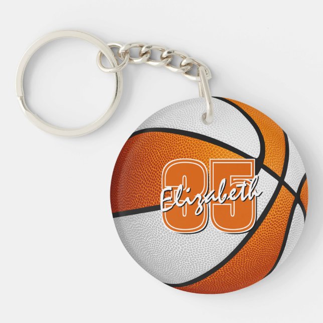 Llavero naranja equipo blanco colores de baloncesto (Frente)