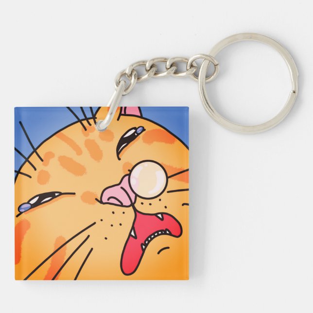 Llavero Naranja estornudando a un gato gracioso y amoroso  (Atrás)