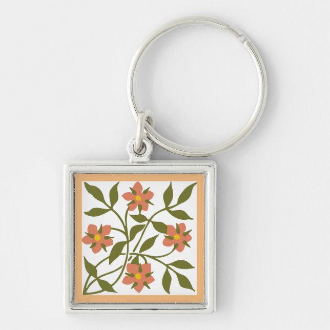LLAVERO NARANJA FLOWERS (Frente)