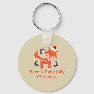 Llavero Naranja Fox En Santa Hat Cuidados Navidades Whimsi