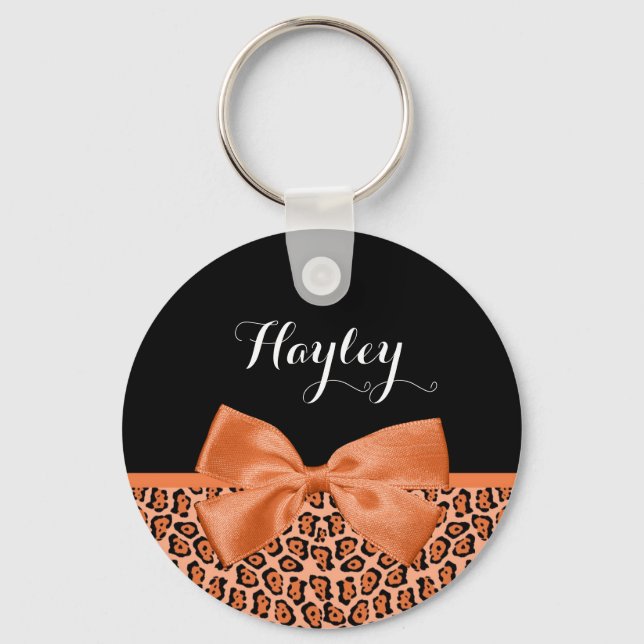 Llavero Naranja Girona Negro Jaguar Cinta Cuta Con Nombre (Anverso)