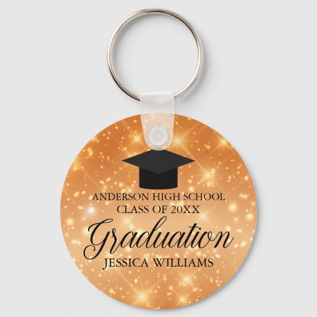 Llavero Naranja Graduado Personalizado de Moda de Graduaci (Anverso)
