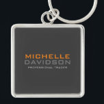 Llavero Naranja Gris moderno Texto negrita Nombre Minimali<br><div class="desc">Diseños modernos y sencillos Minimalistas. Todos son simples,  atractivos,  únicos.</div>