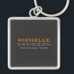Llavero Naranja Gris moderno Texto negrita Nombre Minimali<br><div class="desc">Diseños modernos y sencillos Minimalistas. Todos son simples,  atractivos,  únicos.</div>