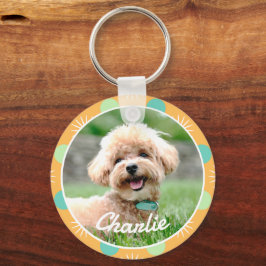 Llavero Naranja ligero Patrón Boho Foto Mascota personaliz