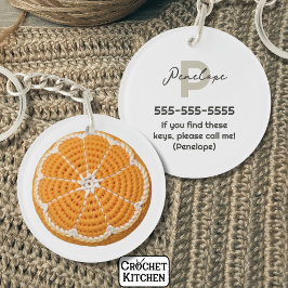 Llavero Naranja Moderno Mínimo Fresco Crochet Naranja Slic