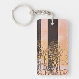 Llavero Naranja negro rayas ramas arte digital