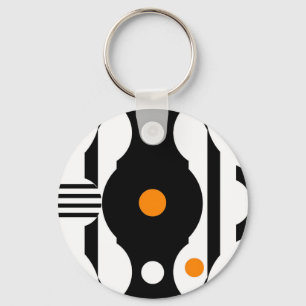 Llavero Naranja Negro Retro Mod Geométrico
