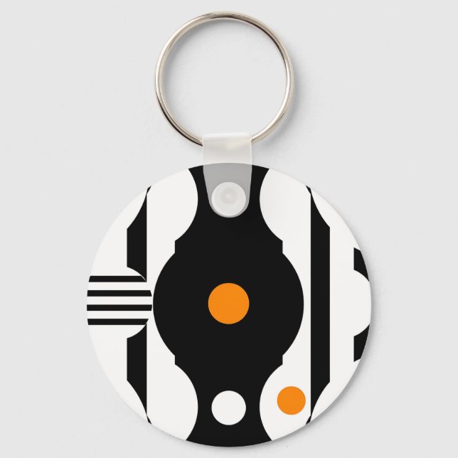 Llavero Naranja Negro Retro Mod Geométrico (Anverso)
