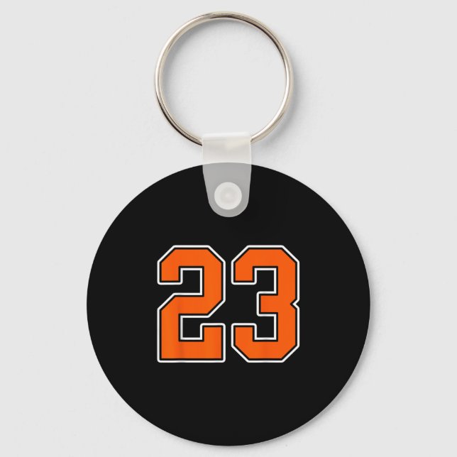 Llavero Naranja Número Blanco 23 Jersey Jugador Uniforme # (Anverso)