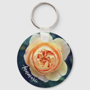 Llavero Naranja Peachy Rosa Flor de jardín personalizado