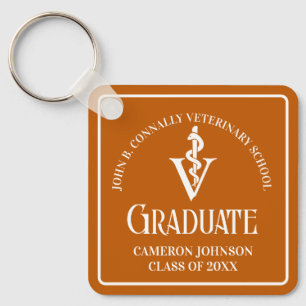 Llavero Naranja personalizado Graduación en la Escuela Vet