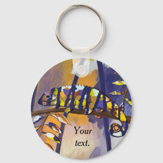 Llavero Naranja púrpura de texto Chameleon Keychain