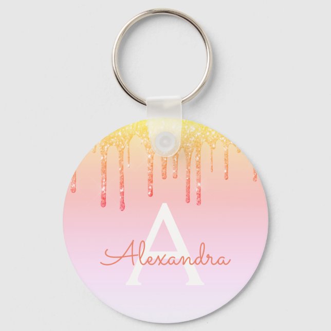 Llavero Naranja Purpurina de espuma amarilla (Anverso)