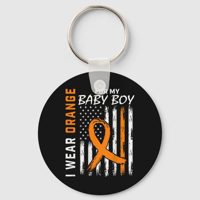Llavero Naranja Ribbon Baby Boy LEUKEMIA APOYO LEUKEMIA (Anverso)