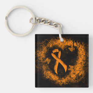 Llavero Naranja Ribbon Grunge Heart