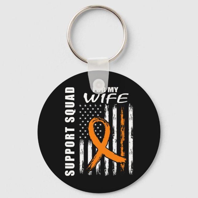 Llavero Naranja Ribbon Wife Leukemia Conciencia La Bandera (Anverso)