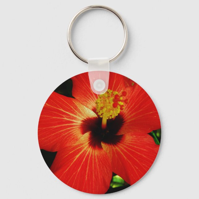Llavero Naranja rojo brillante Hibiscus Flower (Anverso)