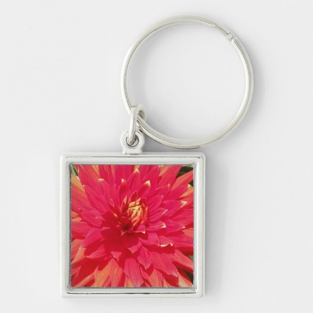 Llavero Naranja Rojo Dahlia Flower (Frente)