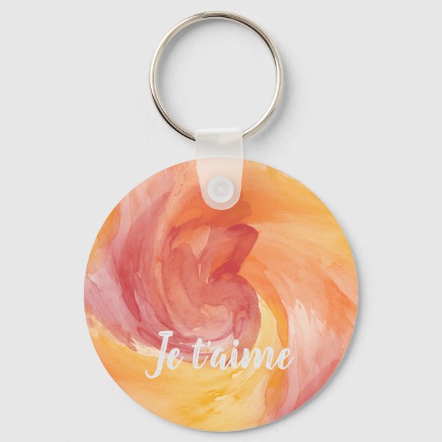 Llavero Naranja rojo de llama de tinte Paintería amor acua (Anverso)