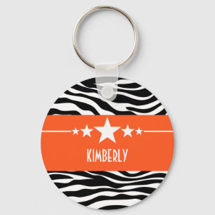 Llavero Naranja Sassy Star Zebra Keychain