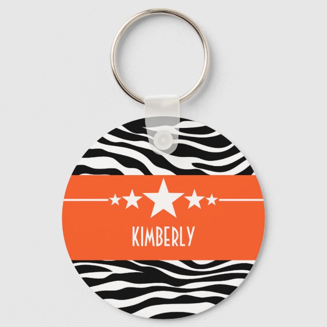 Llavero Naranja Sassy Star Zebra Keychain (Anverso)